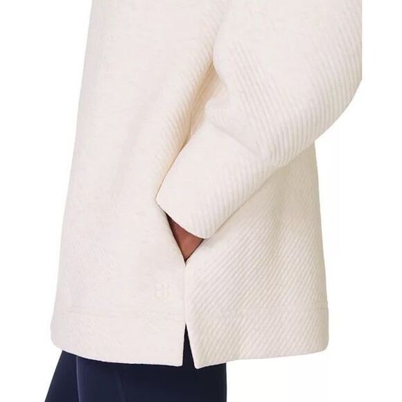 Sweaty Betty NWT Radiant Half Zip Sweatshirt Oatmeal Marl Oversized Small - Picture 6 of 8